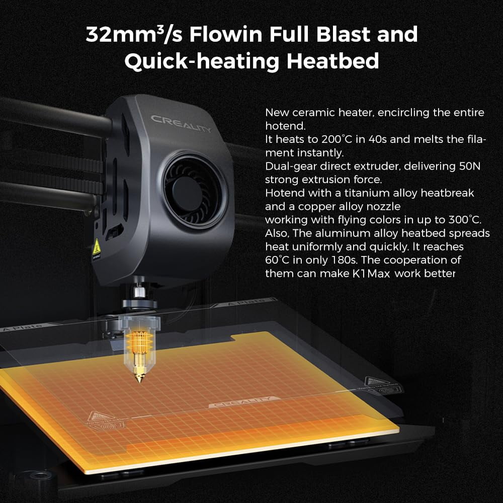 Creality K1 Max 3D Printer, 600mm/s High Speed, Smart AI Camera & LiDAR, CoreXY, 300℃ Printing, Large 11.81x11.81x11.81 in Build
