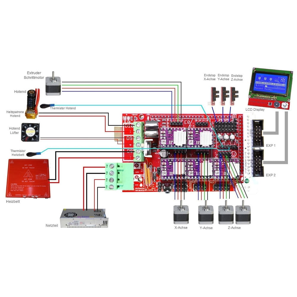 Amosfun 3D Printer Kit Ramps 1.4 Controller A4988 Stepper Motor Driver Assorted Color for Home Printing