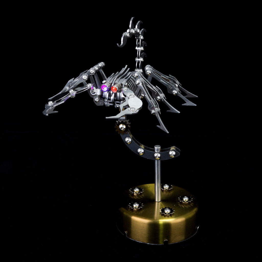 DIY Metal Scorpion 3D Puzzle Model Kit with LED Light, 274 Pcs Articulated Insect Assembly Craft for Adult Hobby Display Decor