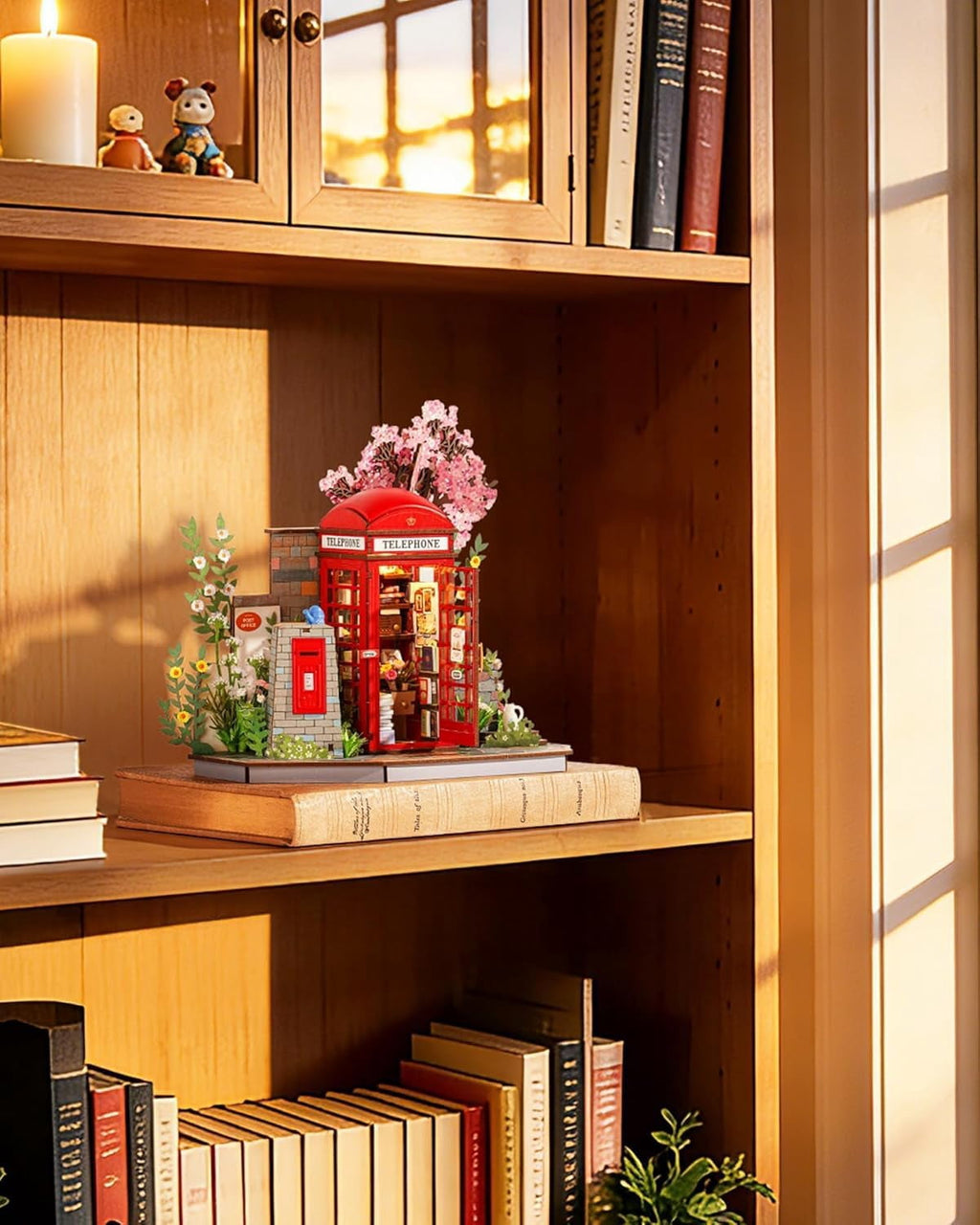 Robotime Wooden 3D Puzzle Blossom Book Booth, DIY Model Building Kit for Adults, Tiny House Craft Kits for Home Decor, Gifts for Adults Teens Kids