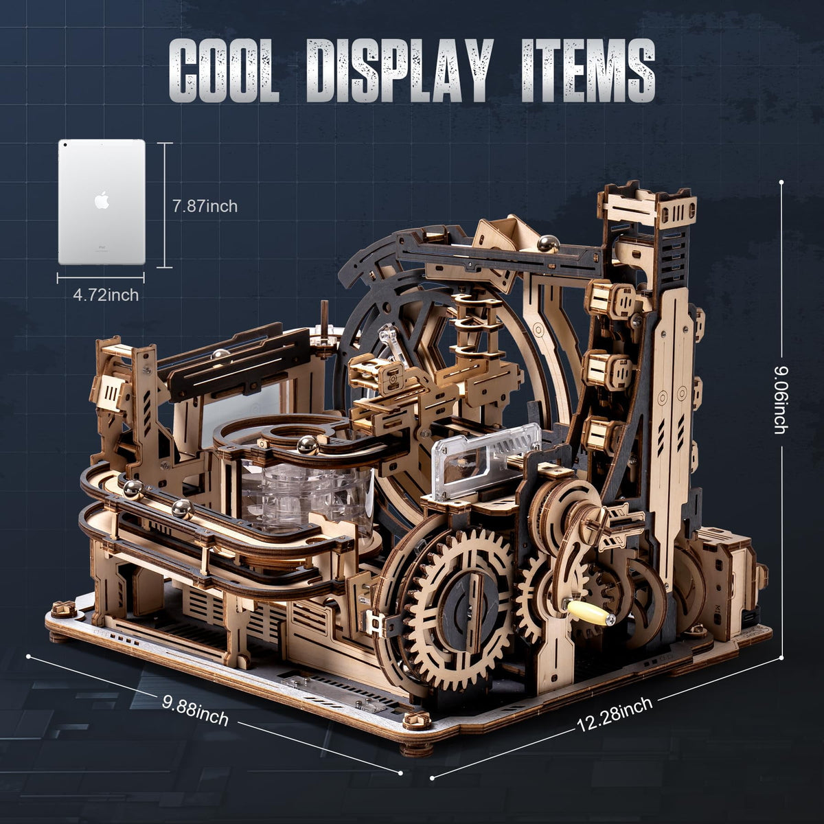 ROKR 3D Jigsaw Wooden Puzzle Marble Run Spaceport Electric Model Kit for Adults and Kids 472 Pieces