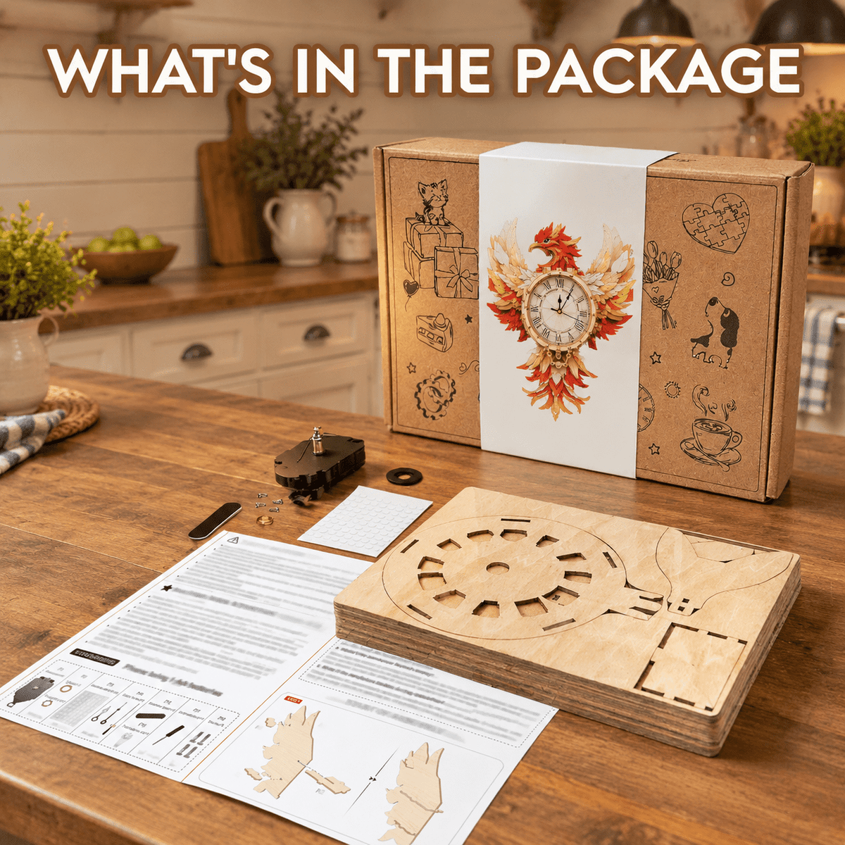 Wooden House Clock 3D Puzzle DIY Mechanical Clock Kit for Adults Teens