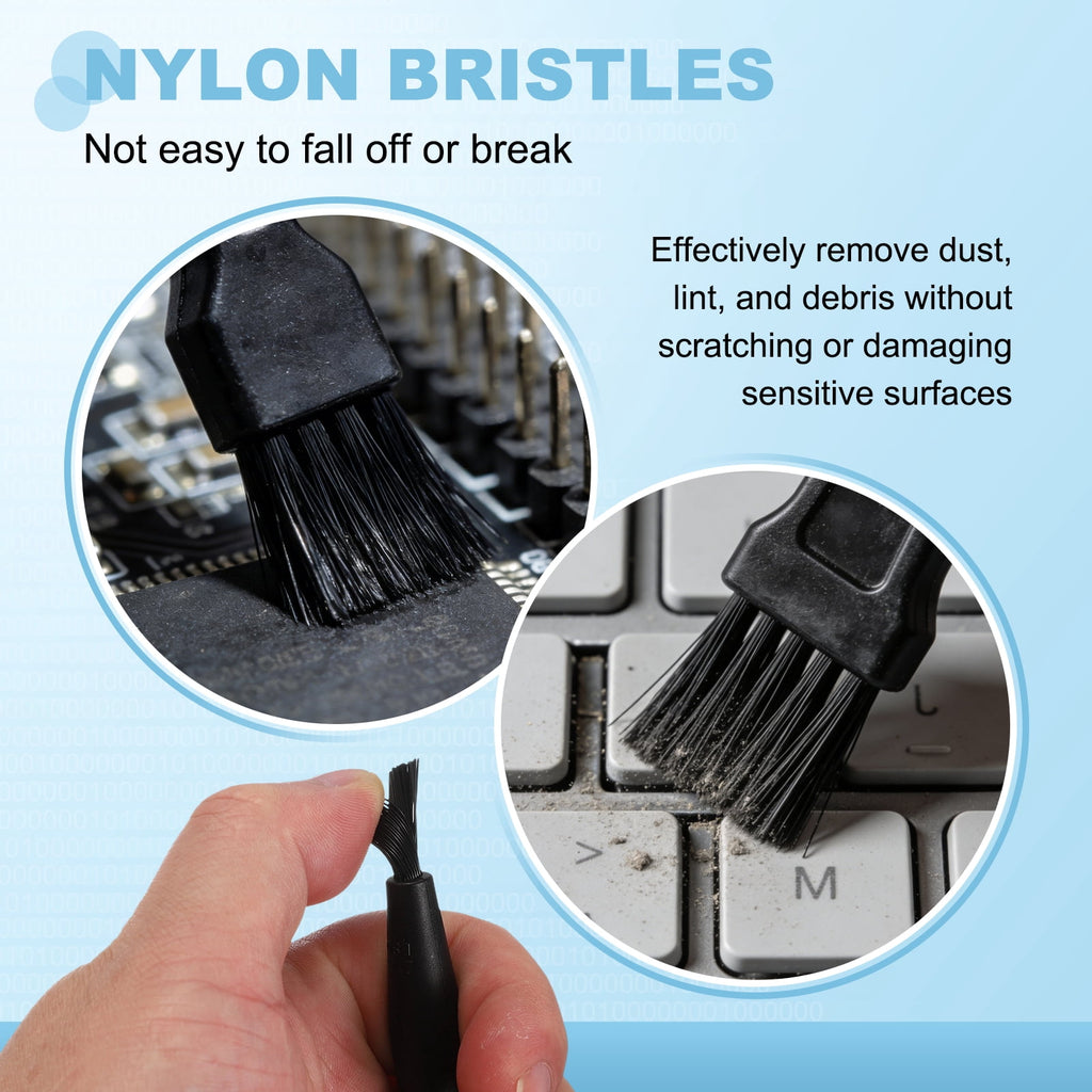 Uxcell ESD Brush, 3Pcs Electronic Cleaning Brush Set with Tweezers Anti Static Cleaning Tools Plastic Pen-Shaped Nylon for PCB Computer Keyboard Camera 3D Printers, 18x12mm Bristles