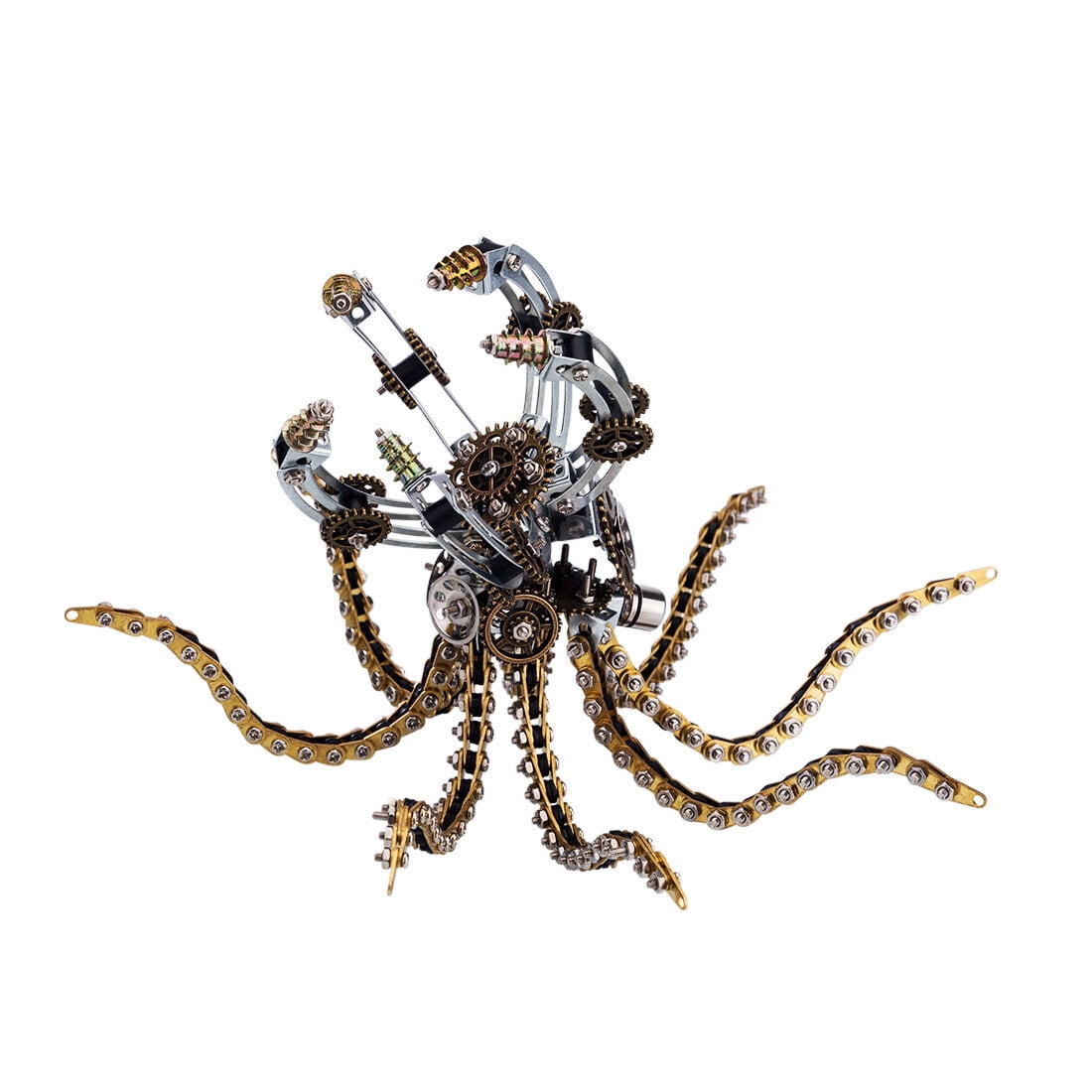 Mechanical Octopus 3D Metal Model Kit with Moon Lamp, Touch 3 Colors, Customizable Steampunk Puzzle & Desk Light, Perfect Room Decor and Gift Choice