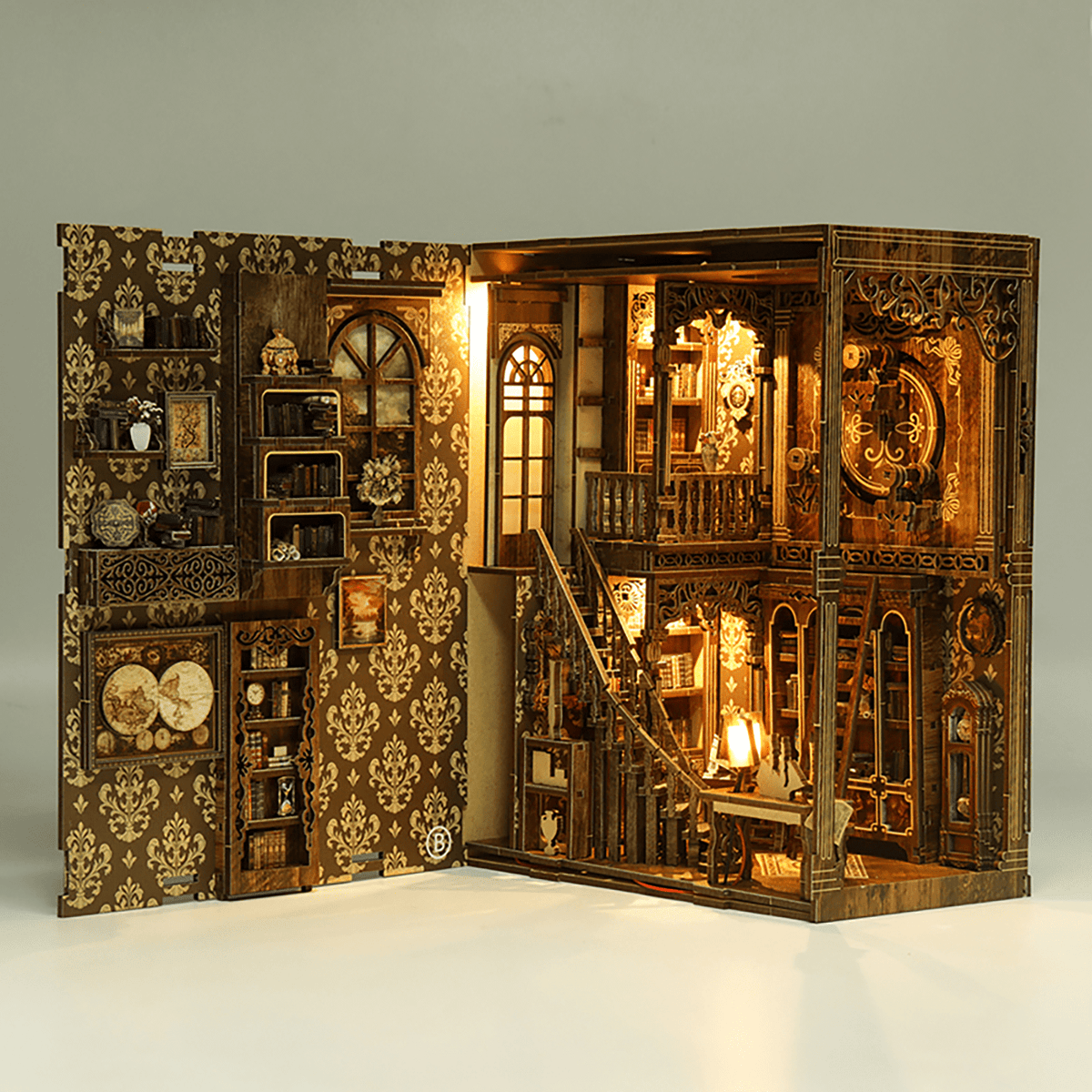 Strucwood DIY Book Nook Kit Ancient Book Wooden Puzzles with LED Dust Cover,3D Crafts Hobbies,Gifts for Adults（BV02-008）