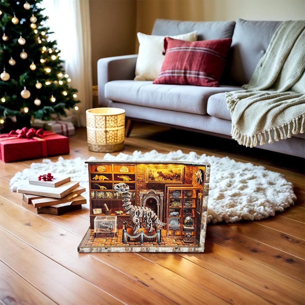 3D Wooden Puzzles for Adults, DIY Dinosaur Miniature , Book Nook Kit, Built-in LED Model Kit Dinosaur Gifts for Adults Teens Home Decor, Ideal Christmas Puzzle Gifts for Men Women
