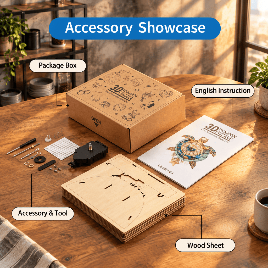 Fire Phoenix Wooden 3D Puzzle Clock DIY Model Kit for Adults