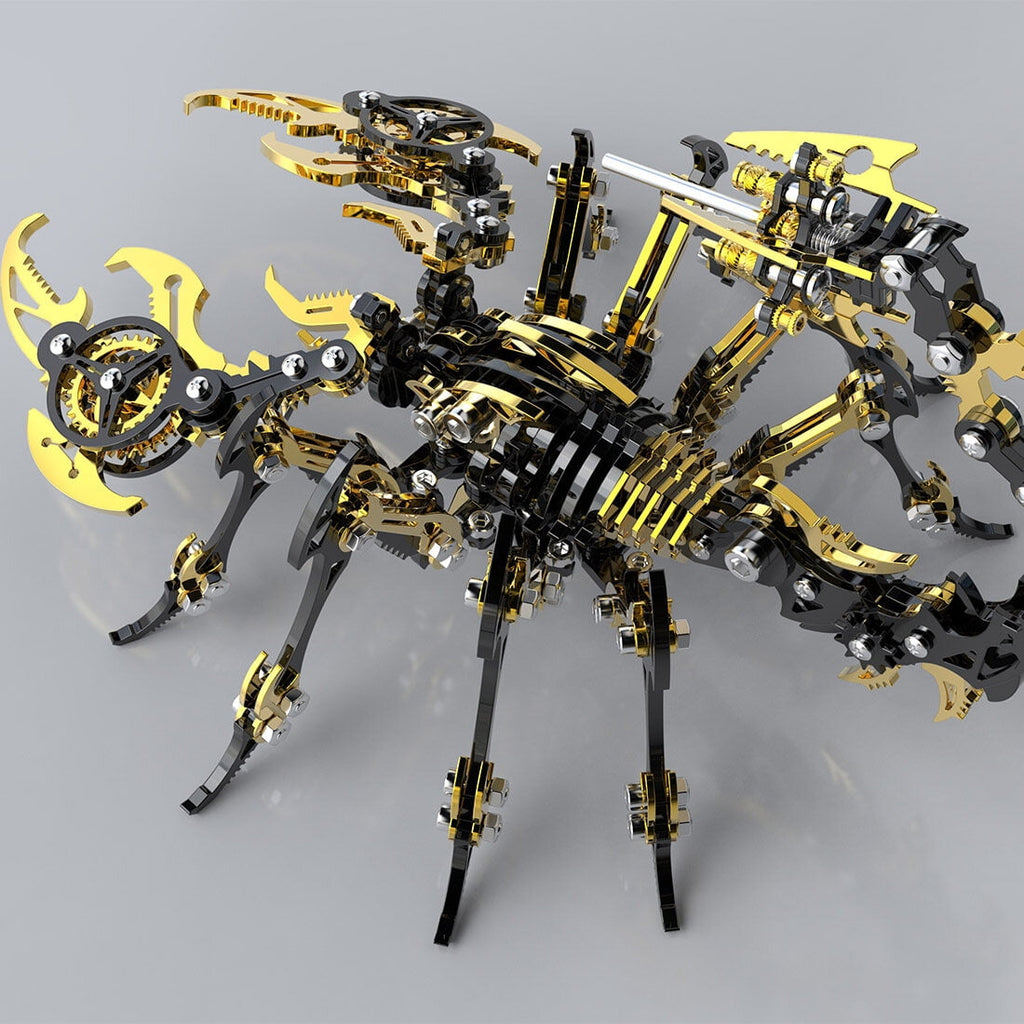3D Metal Puzzle for Adult, 220PCS+ 3D Steampunk Mechanical Scorpion King Model Kits, DIY ArtCraft Puzzle for Desk Ornaments (Black & Golden)