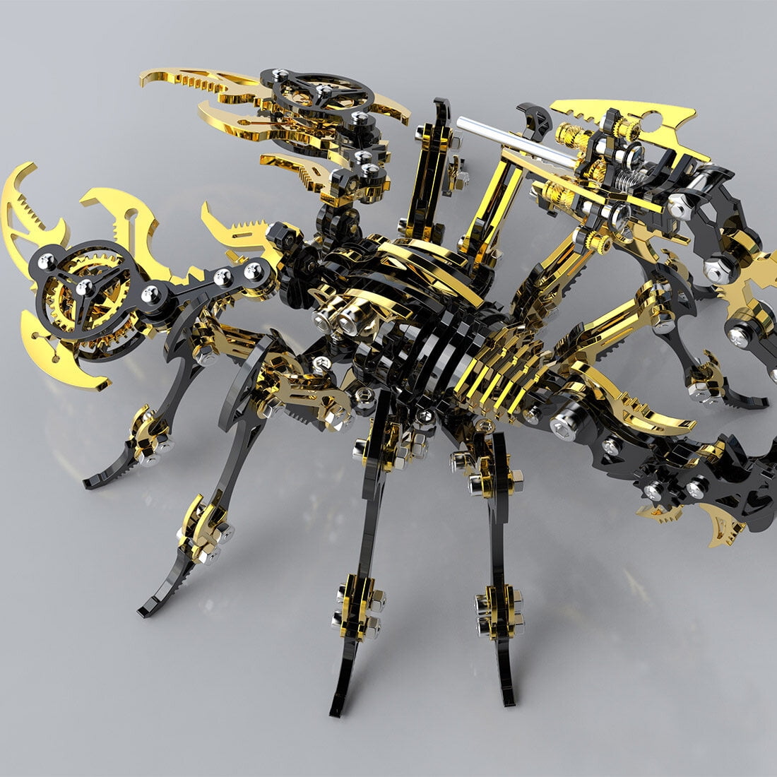 3D Metal Puzzle for Adult, 220PCS+ 3D Steampunk Mechanical Scorpion King Model Kits, DIY ArtCraft Puzzle for Desk Ornaments (Black & Golden)