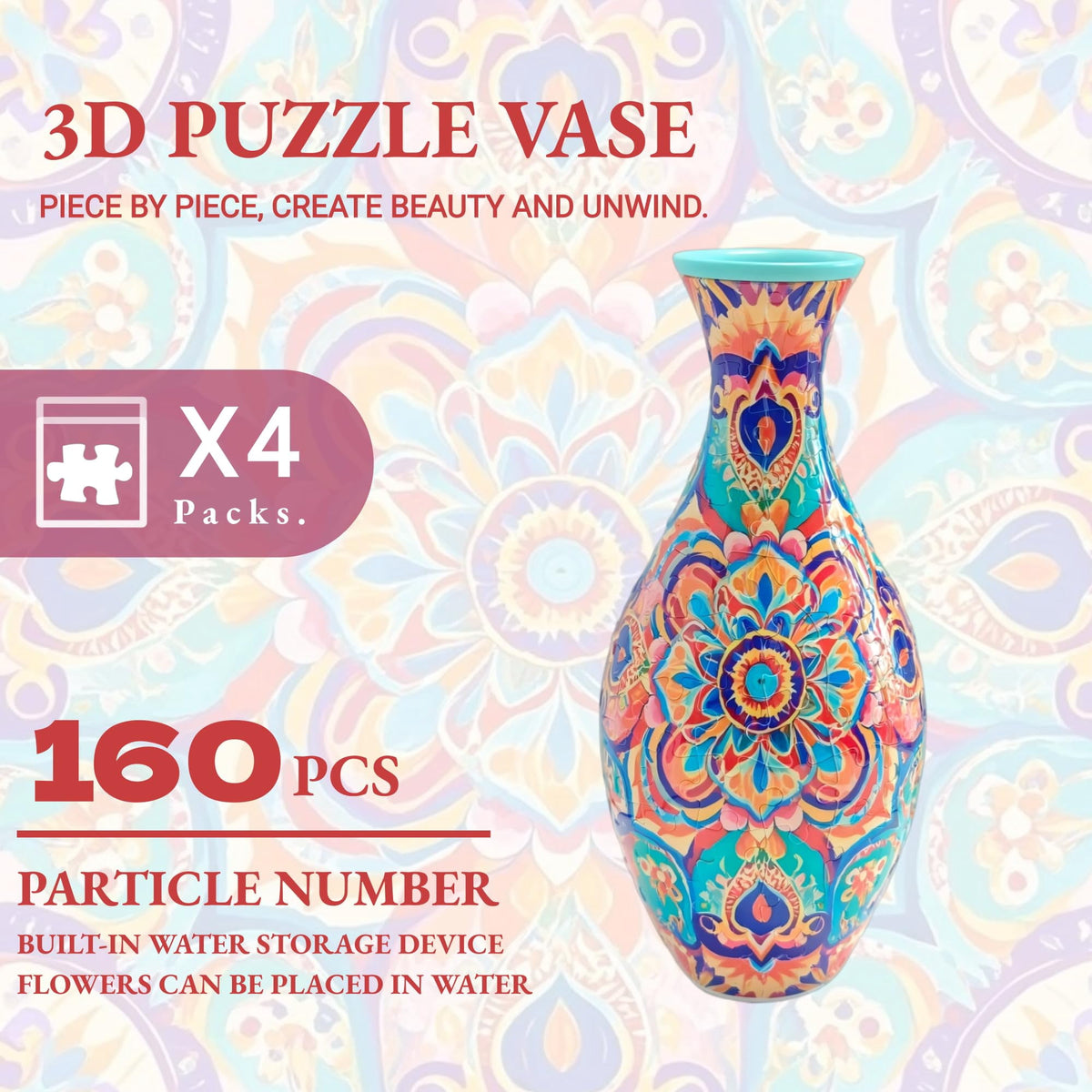 3D Puzzle Vase for Adults, Creative Vase Puzzle for Flowers(Secret Butterfly)