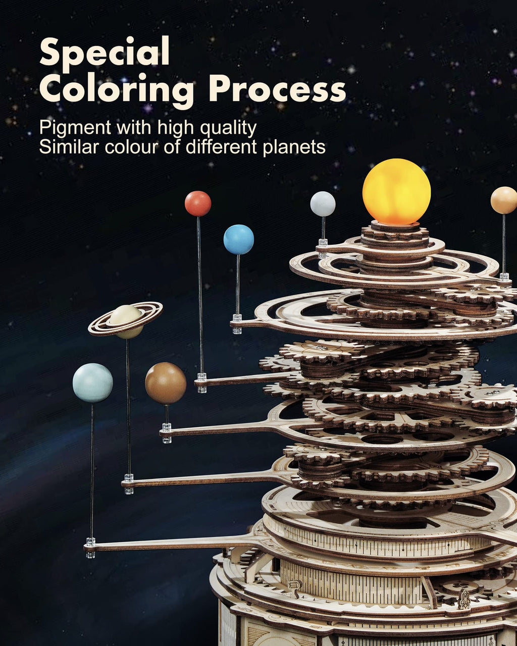Robotime 3D Wooden Puzzles for Adults,Orrery Solar System Model Kit,Crafts for Adults Teens-Gift
