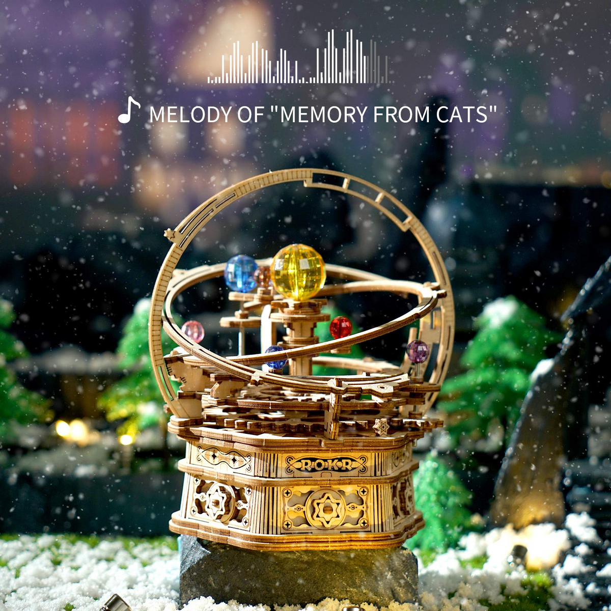 ROKR Wooden Puzzle - 84 Pieces 3D Mechanical Music Box Kit - Starry Night Series - Creative Gift for Kids