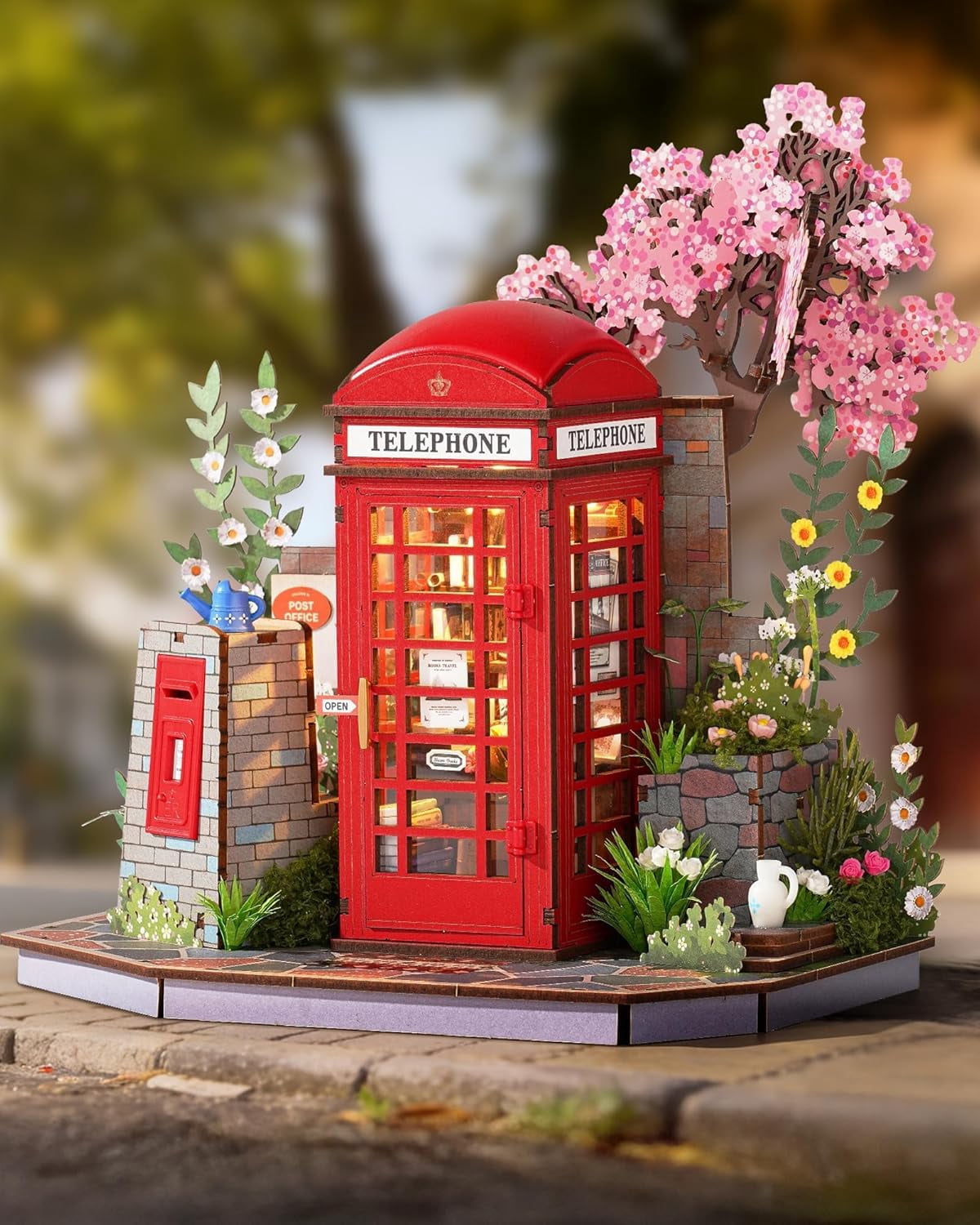Robotime Wooden 3D Puzzle Blossom Book Booth, DIY Model Building Kit for Adults, Tiny House Craft Kits for Home Decor, Gifts for Adults Teens Kids