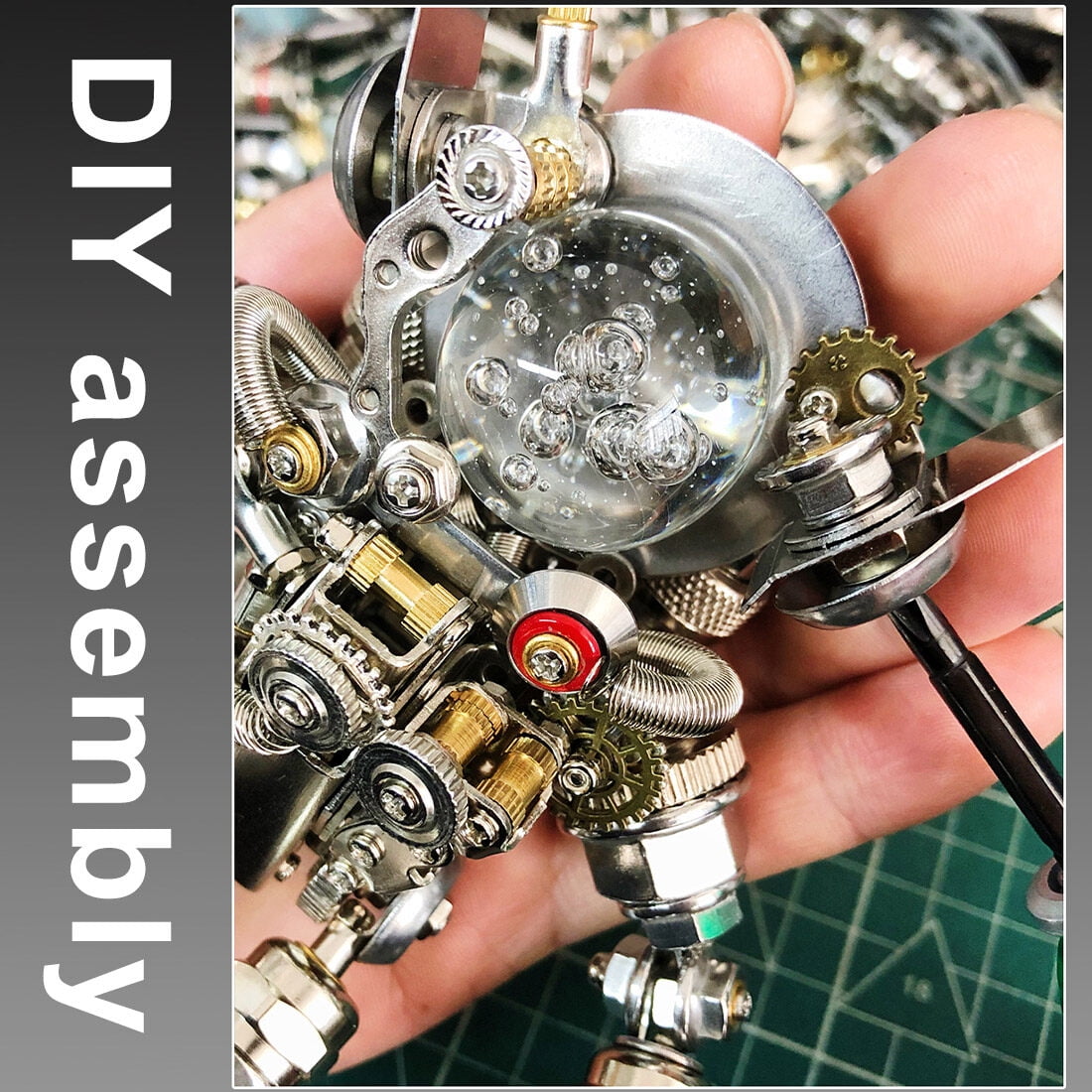 3D Metal Puzzle With Bright Eyes And 422+ PCS, Steampunk Mechanical Model Kit With DIY Assembly, Home Display Desk Decor For Adult Collectors And Creative Gifts