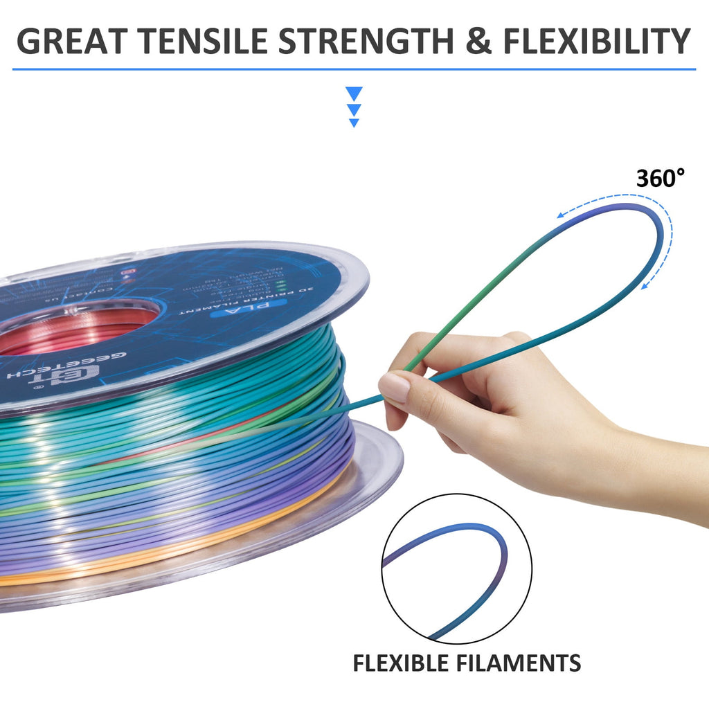 Geeetech Silk Yellow 3D Printer PLA Filament 1KG Toughness Enhanced Filament with 1.75mm Dimensional Accuracy +/-0.03mm, 1080 Feet per Roll, Vacuum Packaging