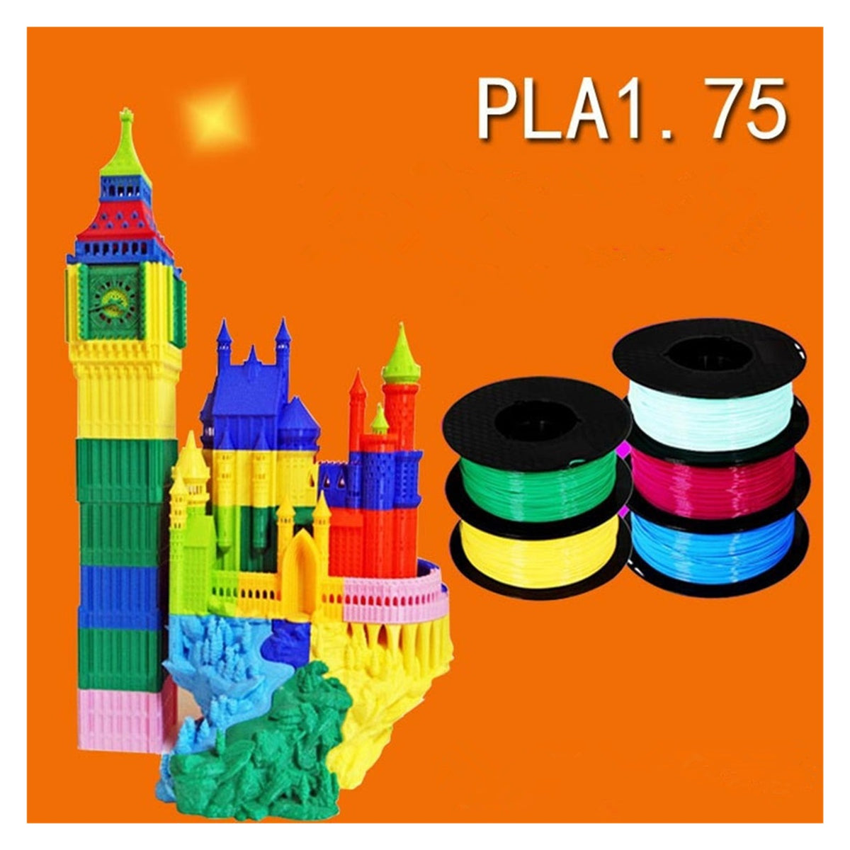 3D Printing Consumables DIY 3d Printer, FDM Printing 3d Pen Consumables 1.75mm Filament, PLA Material Multiple Colours 1kg
