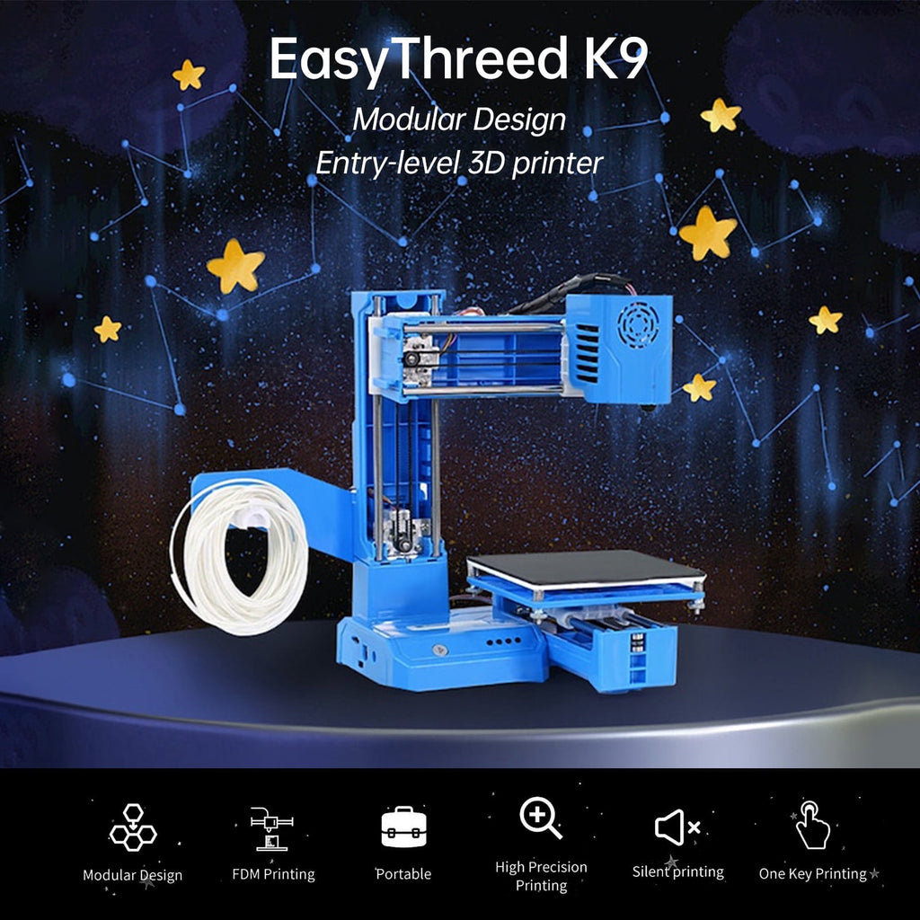 XIBUFE 3D Printer Desktop Printing Machine for Kids 100X100X100Mm Print Size Removable Platform One-Key Printing with Tf Card Pla Sample Filament for Beginners Household Education