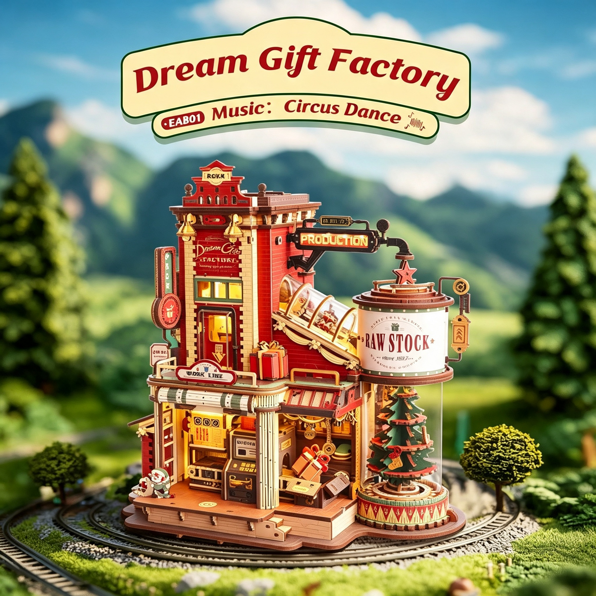 HHNOU 3D Wooden Puzzle for Adult - Gift Factory Mechanical Model Kit with Music & Lights, 449Pcs Adult Wooden Puzzles, Diy Building Puzzle for Adults, Challenging 3D Puzzles for Adults