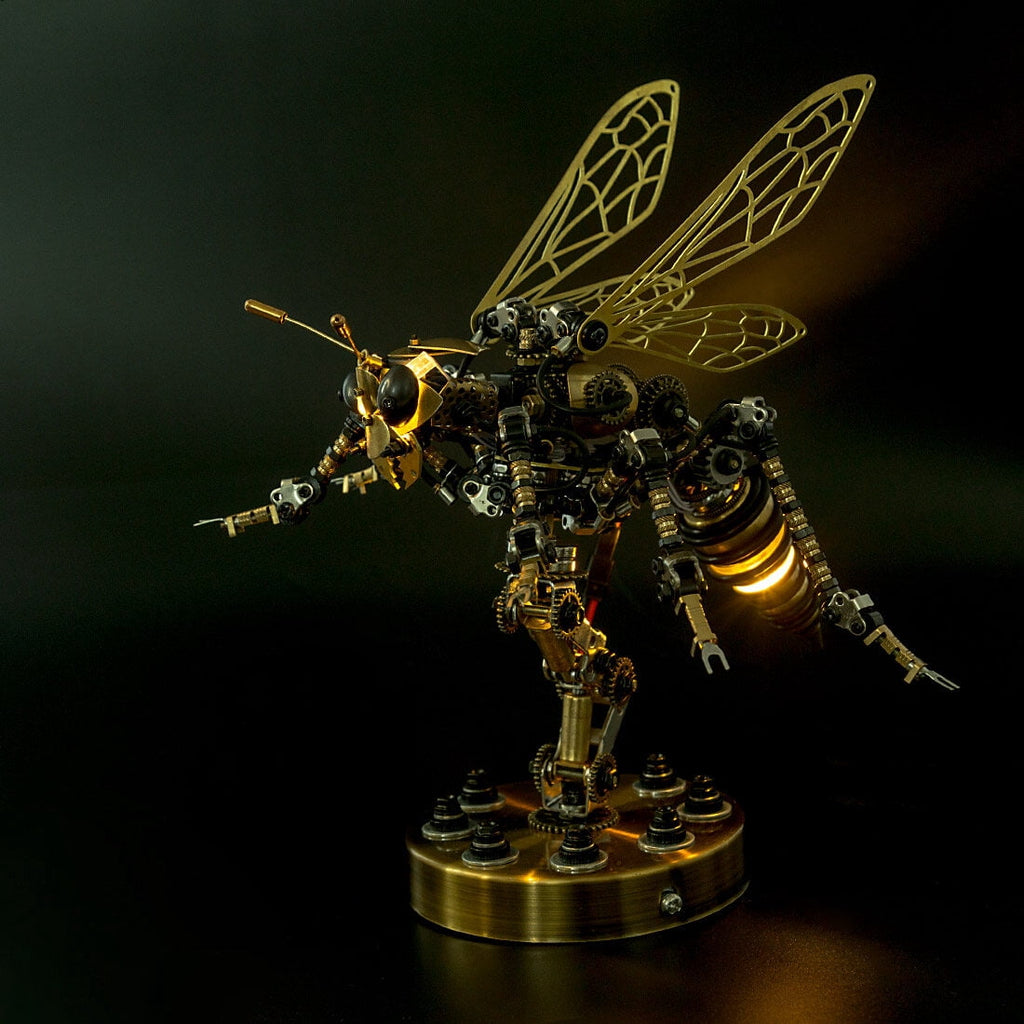 3D DIY Mechanical Wasp Model Kit 1000+PCS Steampunk Insect Puzzle with Movable Joints & Wings, Collectible Decor & Creative Gift for Teens 15+ and Adults