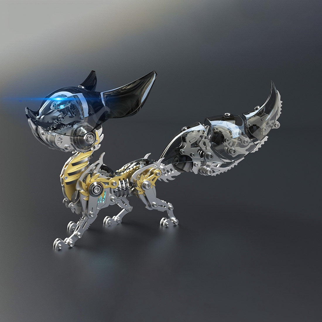 3D Metal Puzzle Linglong Fox Hanfei 339 PCS, Steampunk Mechanical Model Kit With DIY Assembly, Home Display Desk Decor For Adult Collectors And Creative Gifts