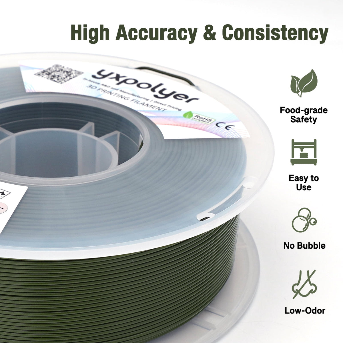 YXPOLYER PLA Filament Food Grade 1.75mm 1kg for 3D Printing, PLA+ Skin Flesh Tone 3D Printer Filament AMS-Compatible