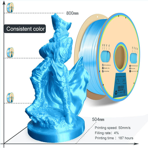 3D Printer Filament with Shiny Surface,Silk Blue PLA Filament 1.75mm, Shiny PLA Silk Filament 250g Spool 3D Printing Filament.