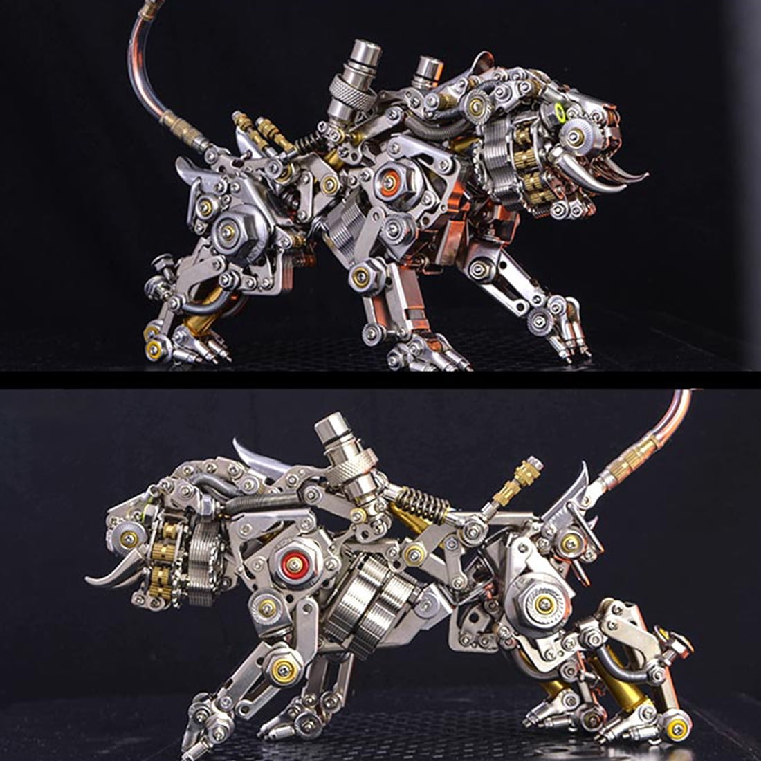 3D Metal Puzzle Colorful Bengal Tiger Model Kit, 700PCS Mechanical Steampunk Tiger 3D Metal Jigsaw Puzzle to Build, DIY Assembly Gift for Adults & Teens -Wings 1 Pair
