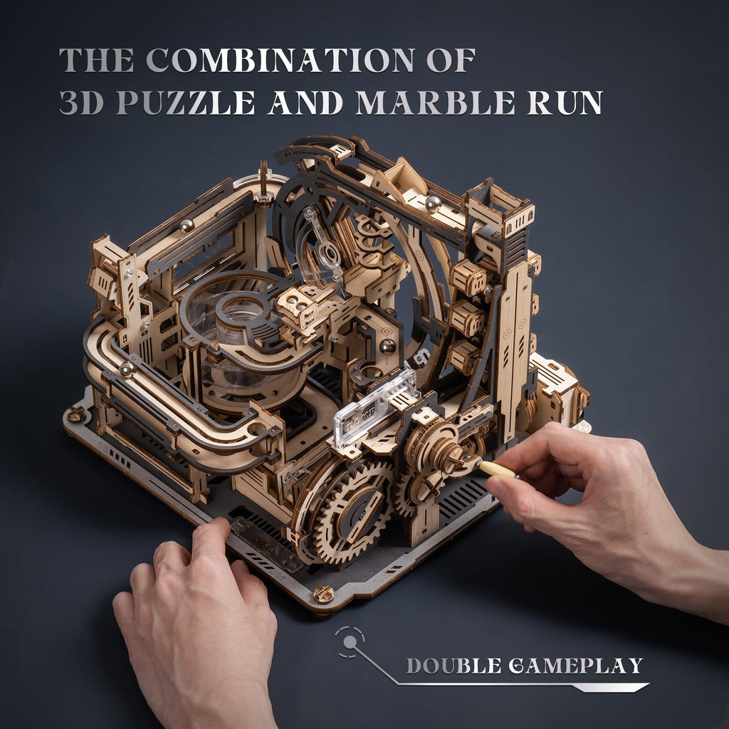 ROKR 3D Jigsaw Wooden Puzzle Marble Run Spaceport Electric Model Kit for Adults and Kids 472 Pieces
