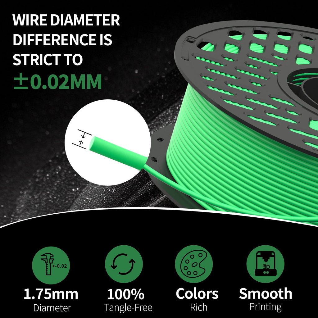 CaiLab PLA+ 3D Printer Filament Fast FDM Printing PLA Low Warping 1.75mm diameter Accuracy +/- 0.02mm 2.2lbs(1KG) Spool Olive Green