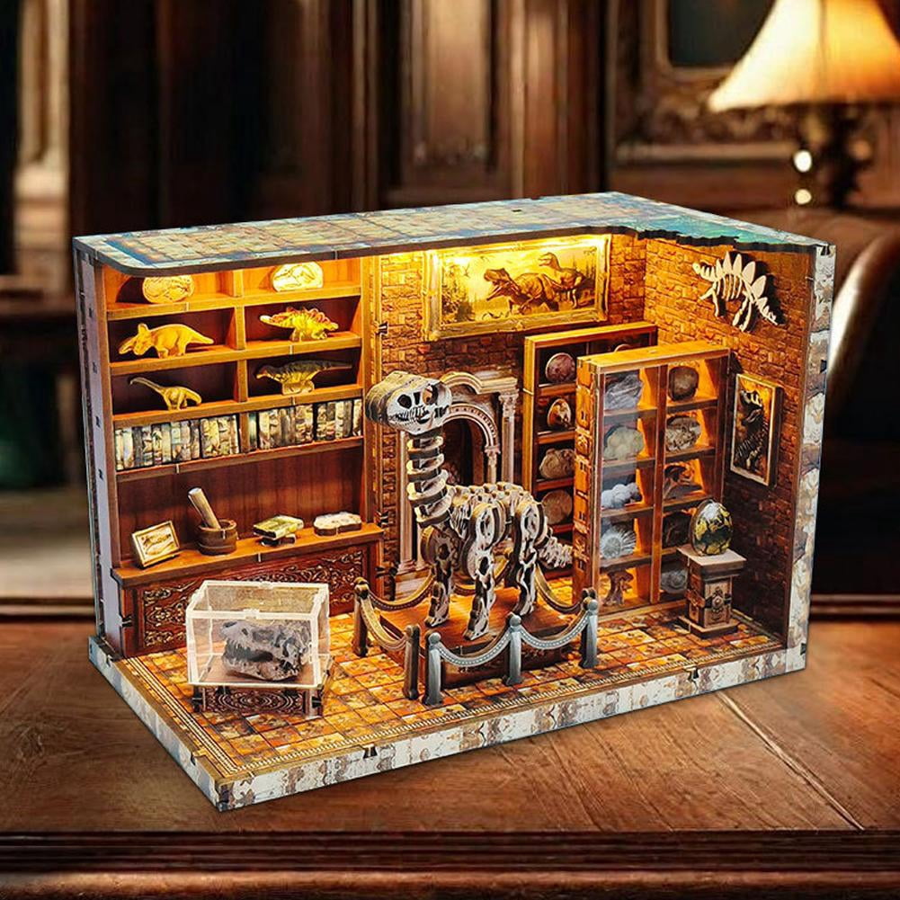 3D Wooden Puzzles for Adults, DIY Dinosaur Miniature , Book Nook Kit, Built-in LED Model Kit Dinosaur Gifts for Adults Teens Home Decor, Ideal Christmas Puzzle Gifts for Men Women