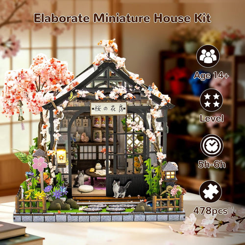 BPPEG Book Nooks for Adults, Diy Miniature Dollhouse Japanese Book Nook Kit | 3D Wooden Puzzle Book Nook Craft Bookshelf Decor, Teens and Beginners Model Miniature Kits, Gift for Family, Friend