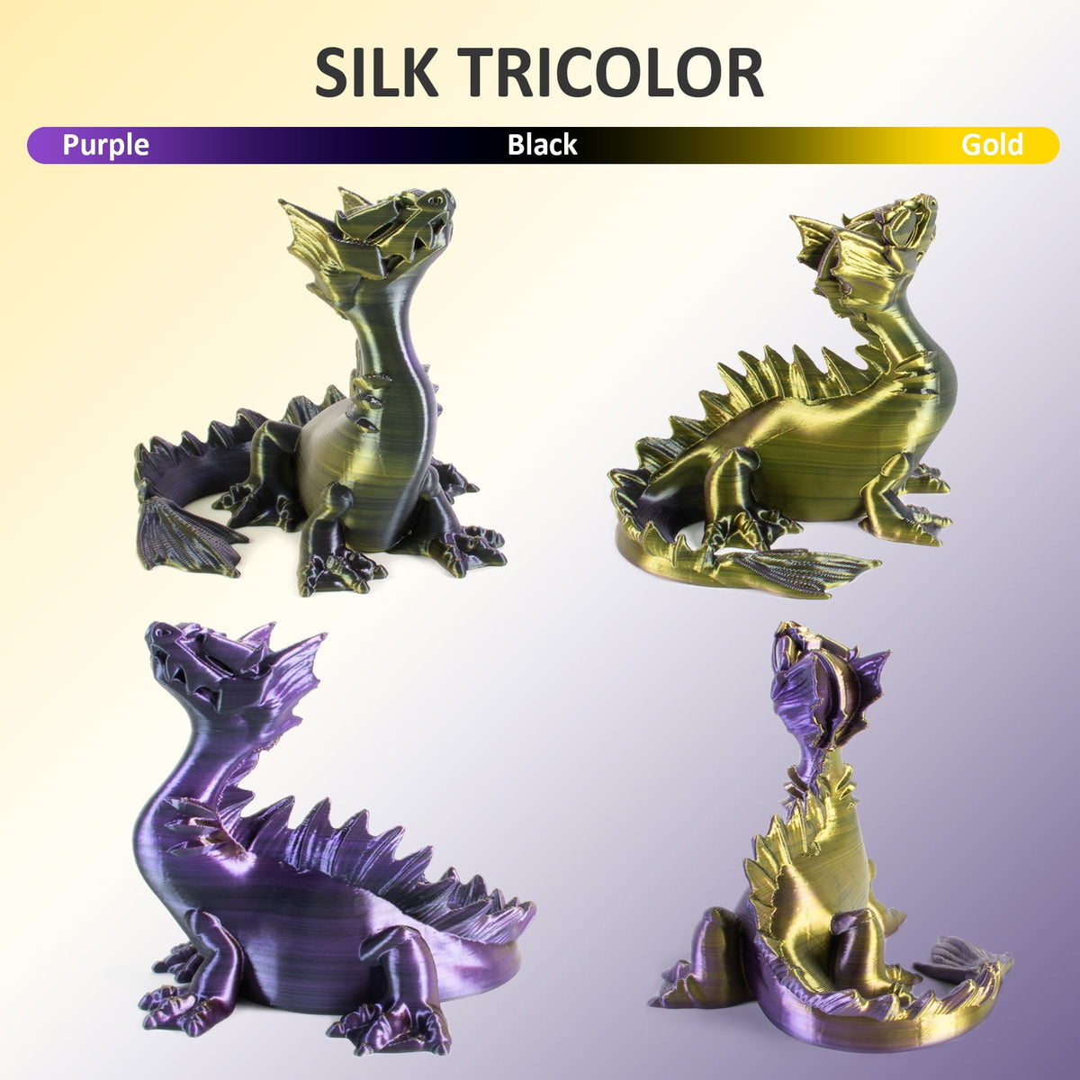 Geeetech Anti-silk type 3D Printer PLA Filament 1kg Toughness Enhanced Filament with 1.75mm Dimensional Accuracy +/-0.03mm, 1080 Feet per Roll, Vacuum Packaging Three-color blue, purple and black
