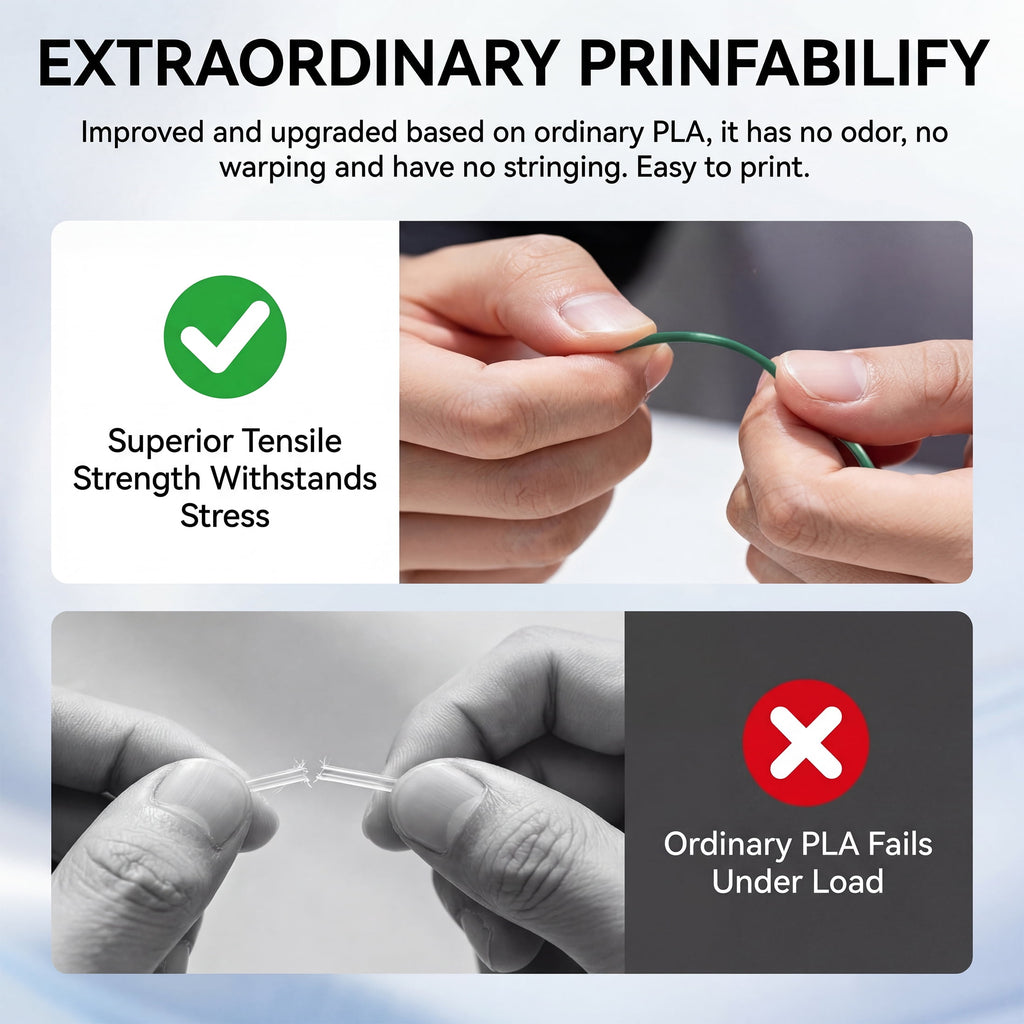Epelay PLA Plus 3D Printer Filament, 1.75mm, 1kg Spool, Black, Compatible with Most FDM Printers