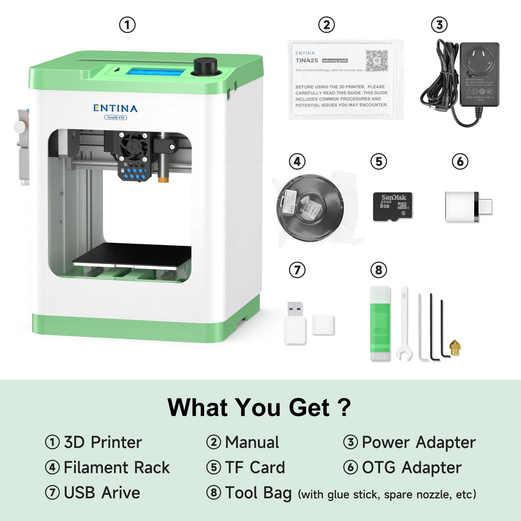 Entina 3D Printer, Tina2 Plus Fully Assembled Desktop 3D Printer with Auto Leveling and App Control for Beginners, Makers & DIY Projects