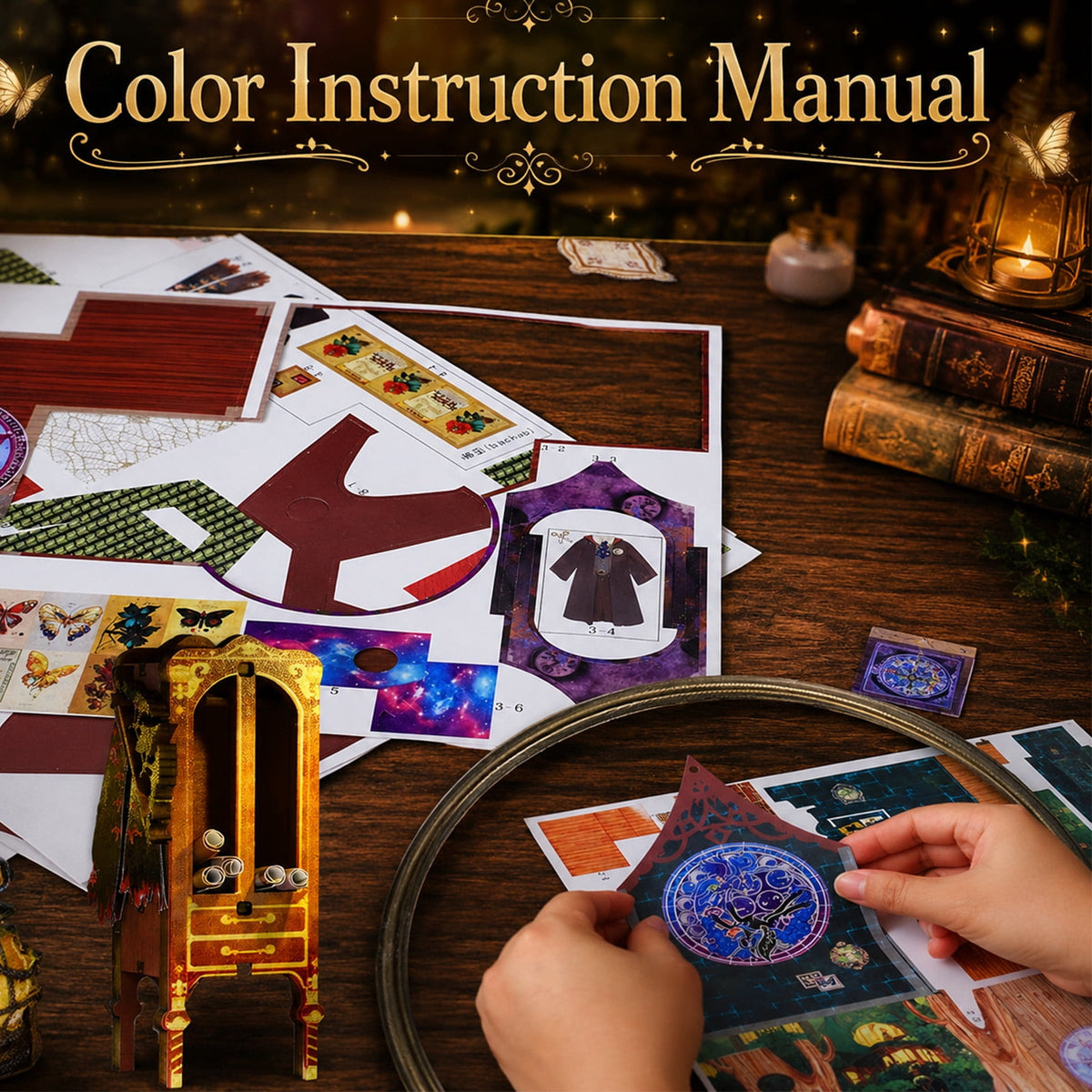 MOJINO Book Nook kit, DIY Miniature House Kit for Adults, Magic Witch House 3D Wooden Puzzle Dollhouse with LED Lights, Fantasy Room Decor and Craft Gift