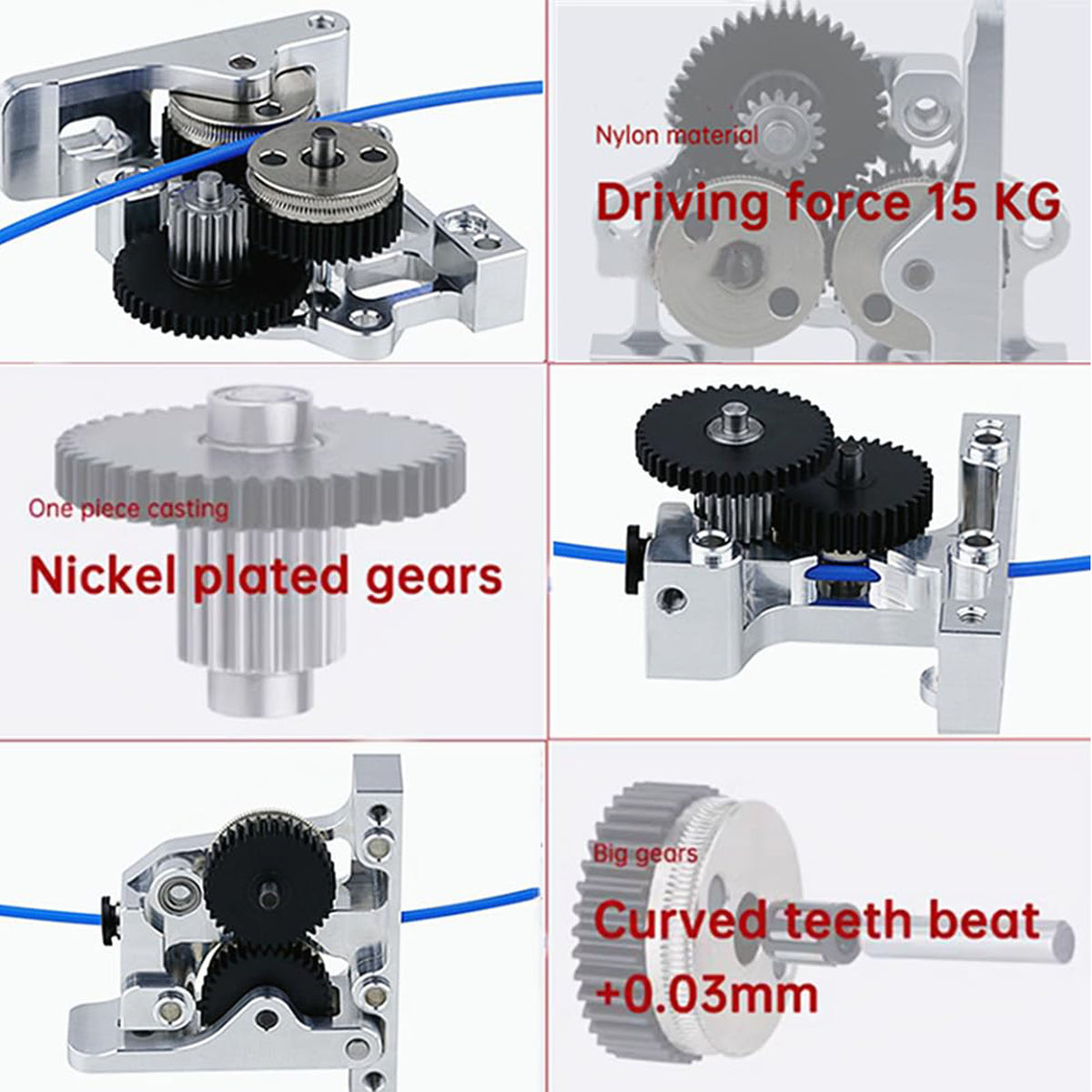 Premium All Metal 3D Printer Extruder Kit High Concentricity 9.5:1 Gear Ratio Replacement Part for CR10 Ender 3 CR6 Series Machines 1.75mm / 0.07 inches Filament Supported Silver Edition