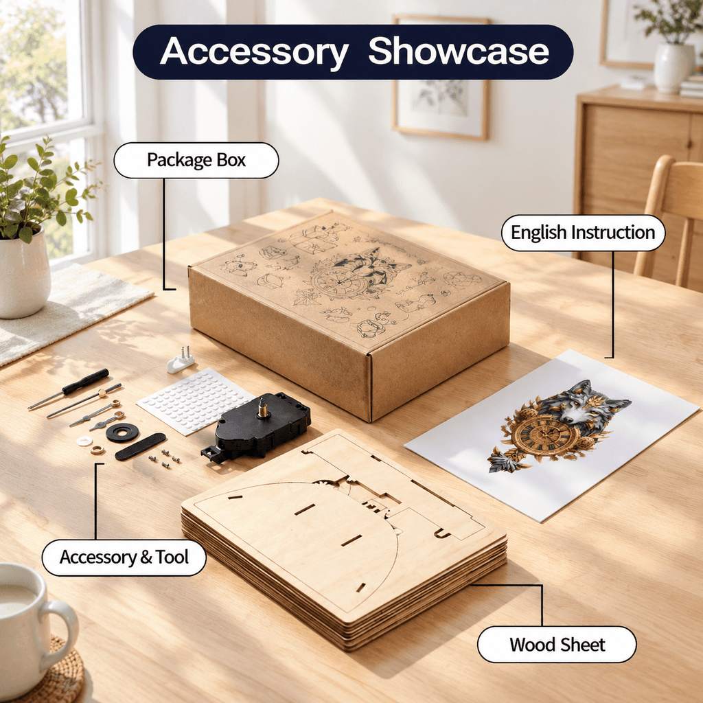 Fire Phoenix Wooden 3D Puzzle Clock DIY Model Kit for Adults