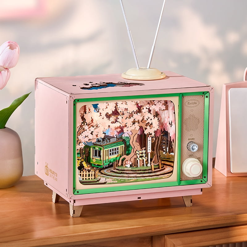 Rolife DIY Music Box, 3D Wooden Puzzle Sakura Dreamy Tour Model Kits, Brain Teaser Puzzles for Boys and Girls