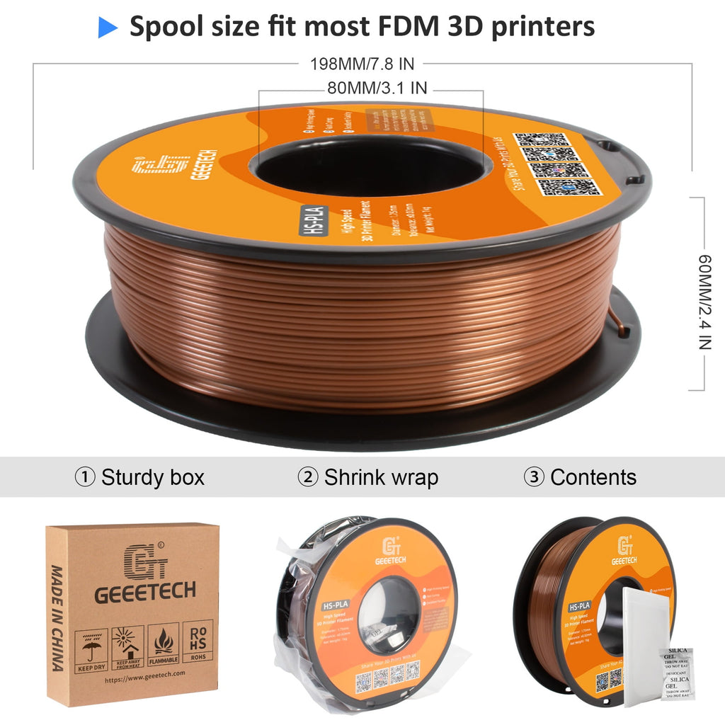 Geeetech 1.75mm PLA 3D Printer Filament, 1kg Spool (2.2lbs), Dimensional Accuracy +/- 0.03mm,yellow