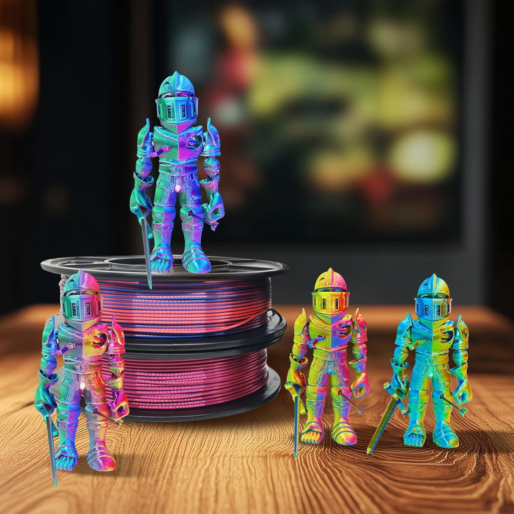 3D Printer Filament Triple Color Silk PLA Filament 1.75mm, 3D Printing Filament Bundle,tri Color 250g*4 Pack-B, 250g X 4 Pack