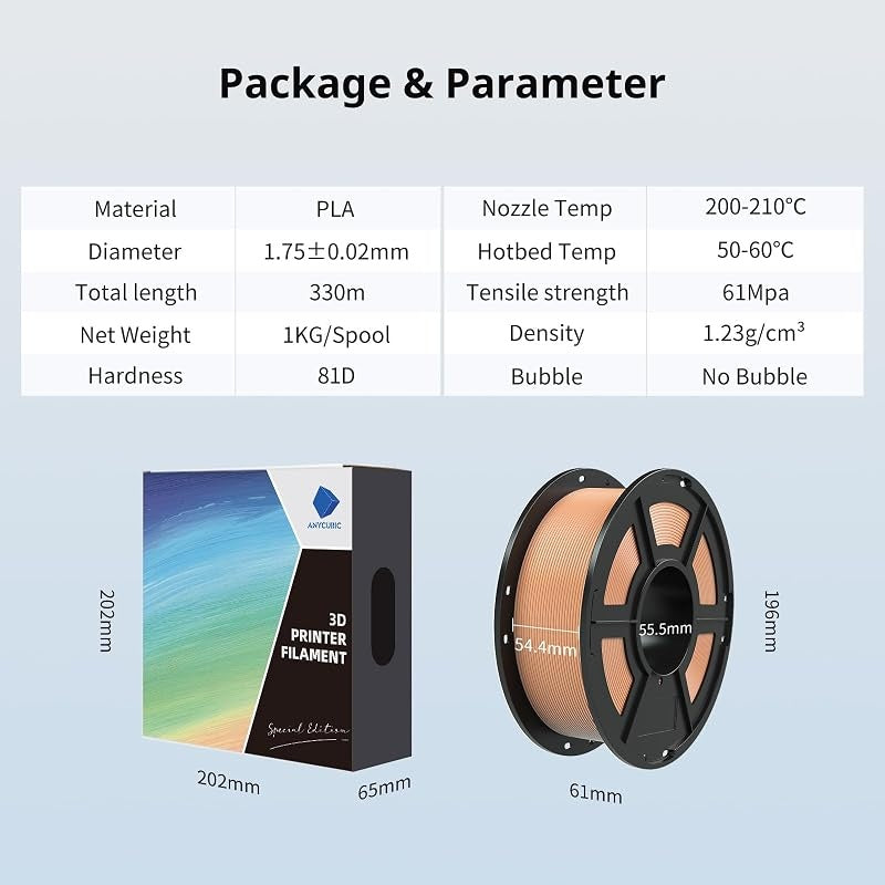 ANYCUBIC 3D Printer Filament Multicolor PLA Bundle 4KG