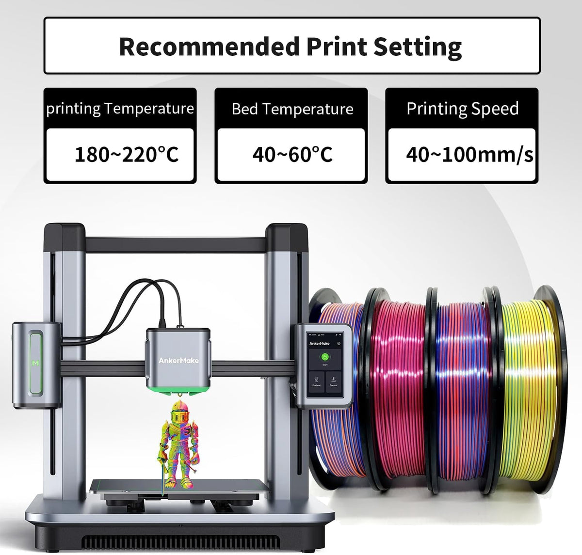3D Printer Filament Triple Color Silk PLA Filament 1.75mm, 3D Printing Filament Bundle,tri Color 250g*4 Pack-B, 250g X 4 Pack