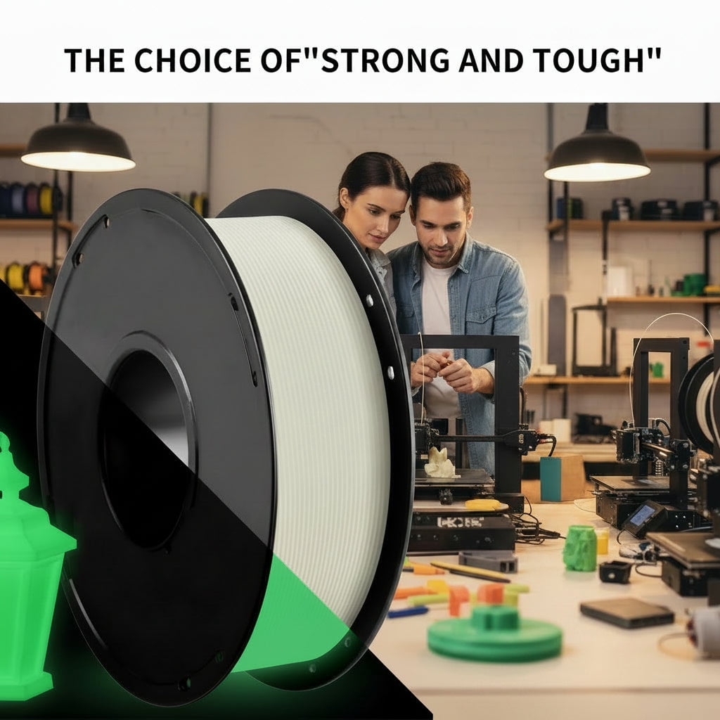 Luminous Glow-in-the-Dark 3D Printer PLA Filament 1 kg (2.2lb) Spools, Green Color