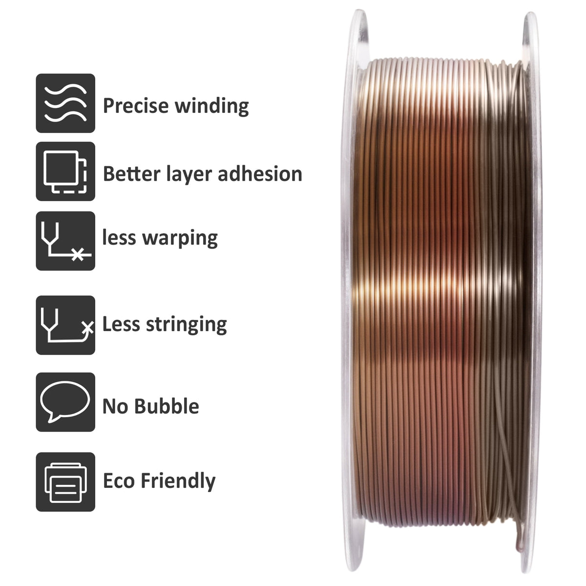 Geeetech gradient color 3D Printer PLA Filament 1KG Toughness Enhanced Filament with 1.75mm Dimensional Accuracy +/-0.03mm, 1080 Feet per Roll, Vacuum Packaging