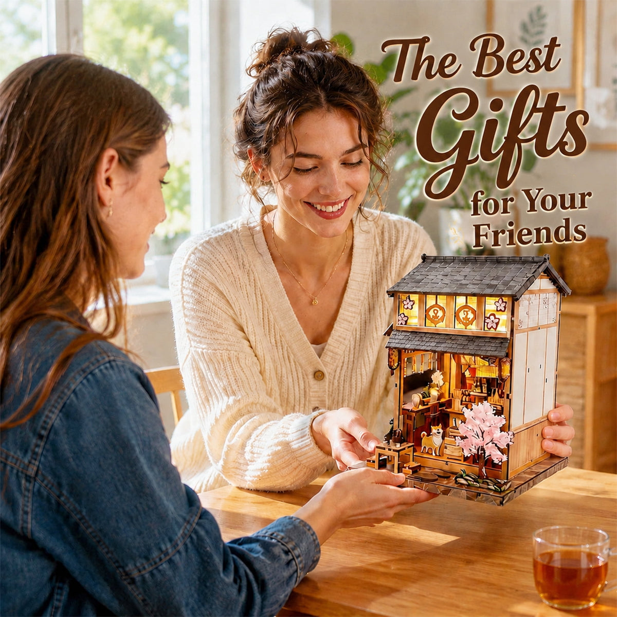MOJINO Book Nook Kit for Adults, DIY Miniature House Kit Yakitori Grill House, 3D Wooden Puzzle with LED Light, Japanese Bookshelf Decor Craft Kit