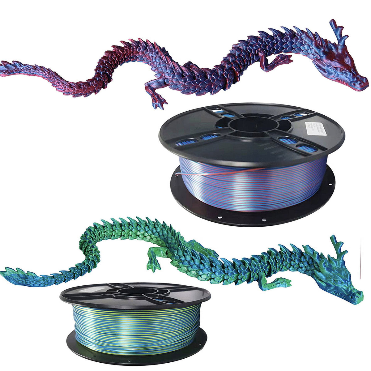 YOUGO 3D Printer Filament Dual Color PLA 200g Silk PLA 1.75mm Multicolor 3D Printing Material