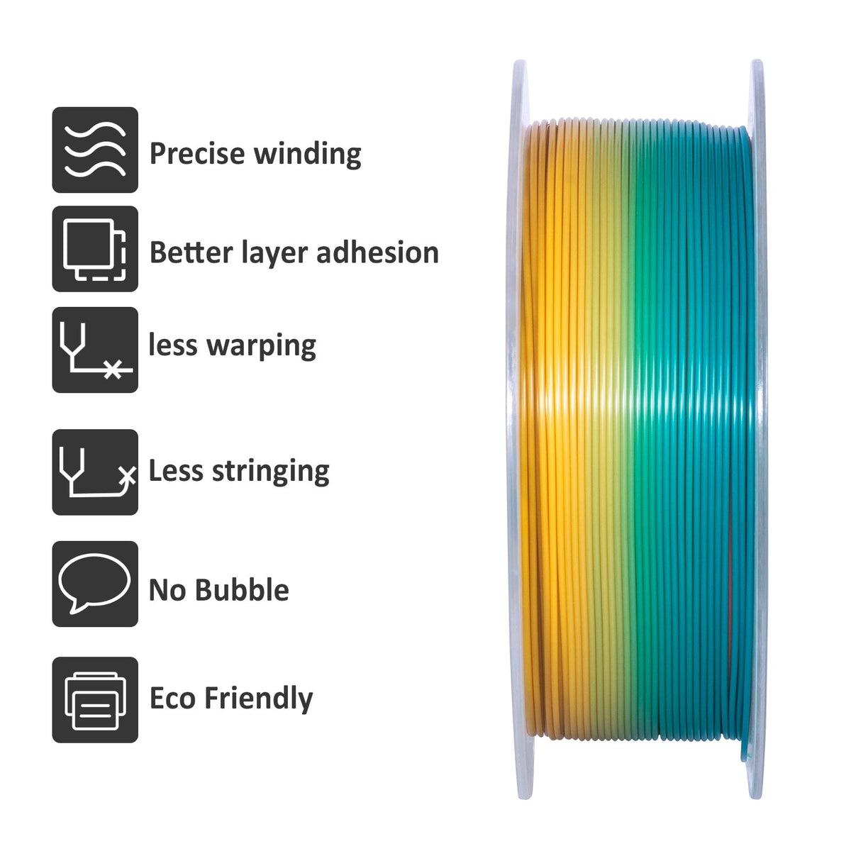 GEEETECH 3D Printer PLA Filament 1.75mm Gradient Color 1kg Spool (2.2lbs),Dimensional Accuracy +/- 0.03mm