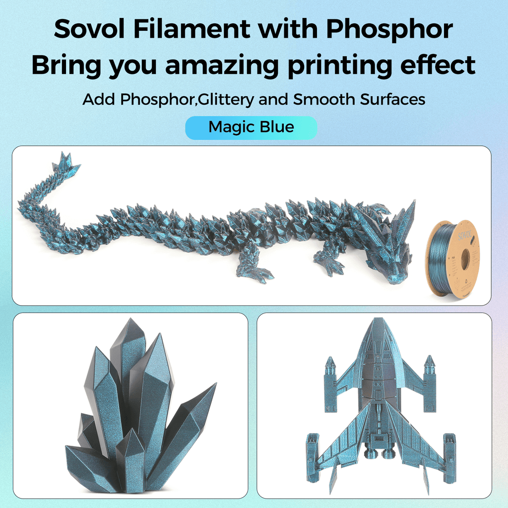 Sovol Silk PLA Filament with Blue Glitter 1kg 1.75mm, Color Changeable 3D Printer Filament 2.2lbs, Chameleon Shiny PLA Material +/-0.03mm, Shimmering 3D Printing Filament, Galaxy Blue