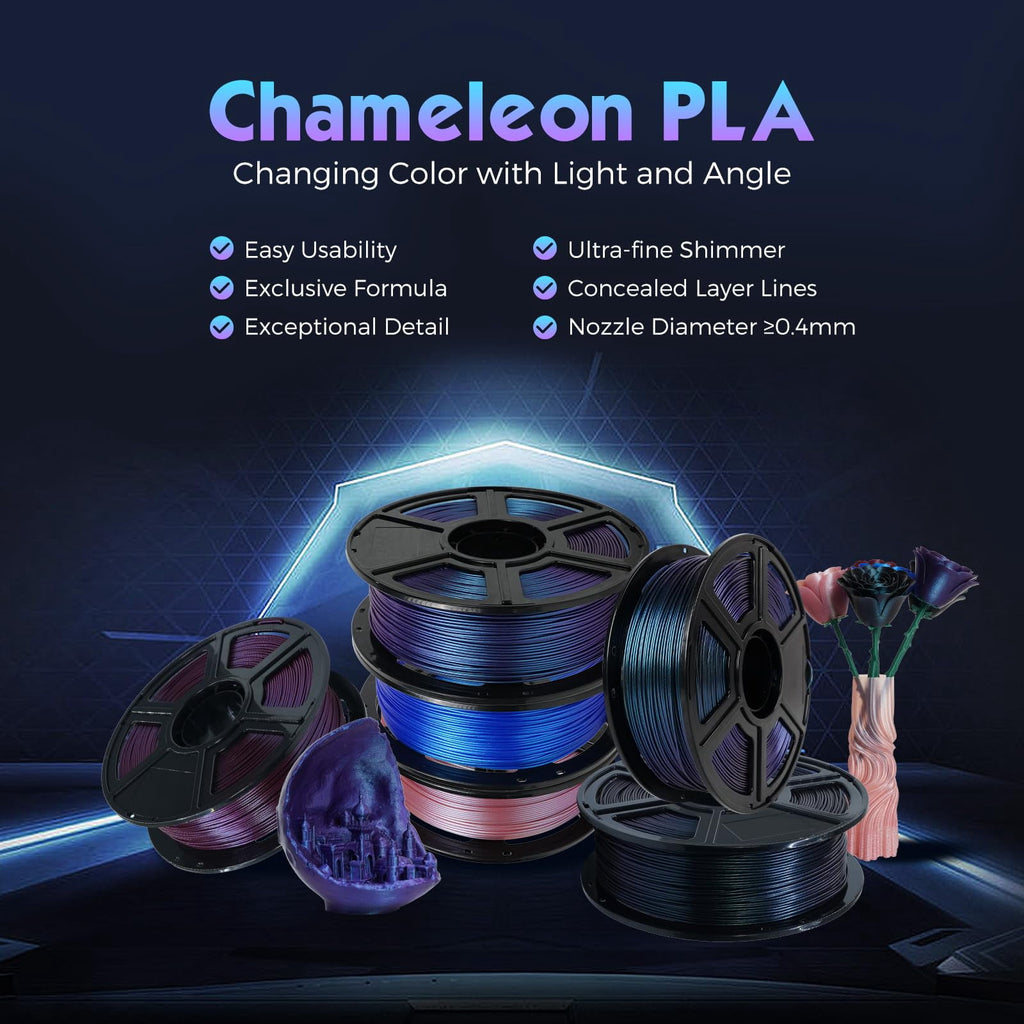 Flashforge PLA Filament 1.75mm,1KG/2.2lbs, Color Changeable PLA 3D Printer Filament, Upgraded Nebula Purple