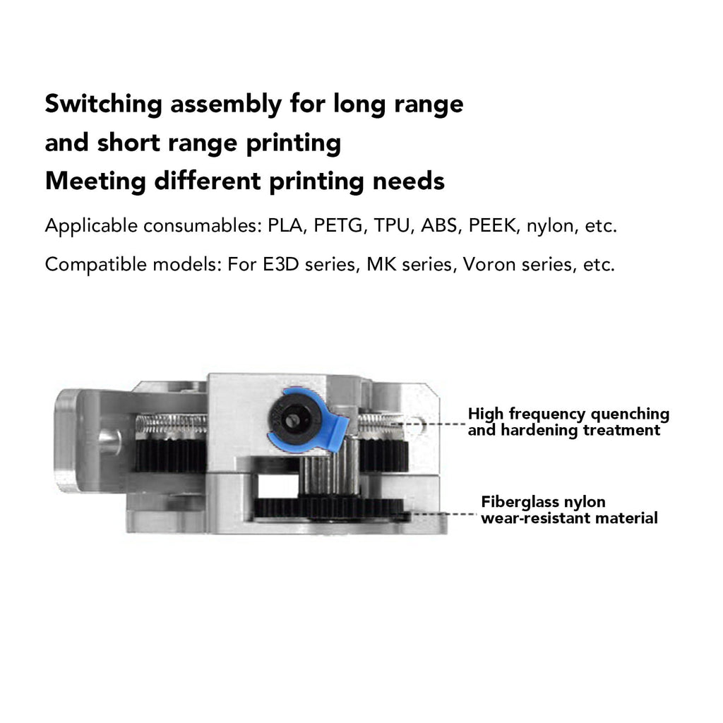 Premium All Metal 3D Printer Extruder Kit High Concentricity 9.5:1 Gear Ratio Replacement Part for CR10 Ender 3 CR6 Series Machines 1.75mm / 0.07 inches Filament Supported Silver Edition
